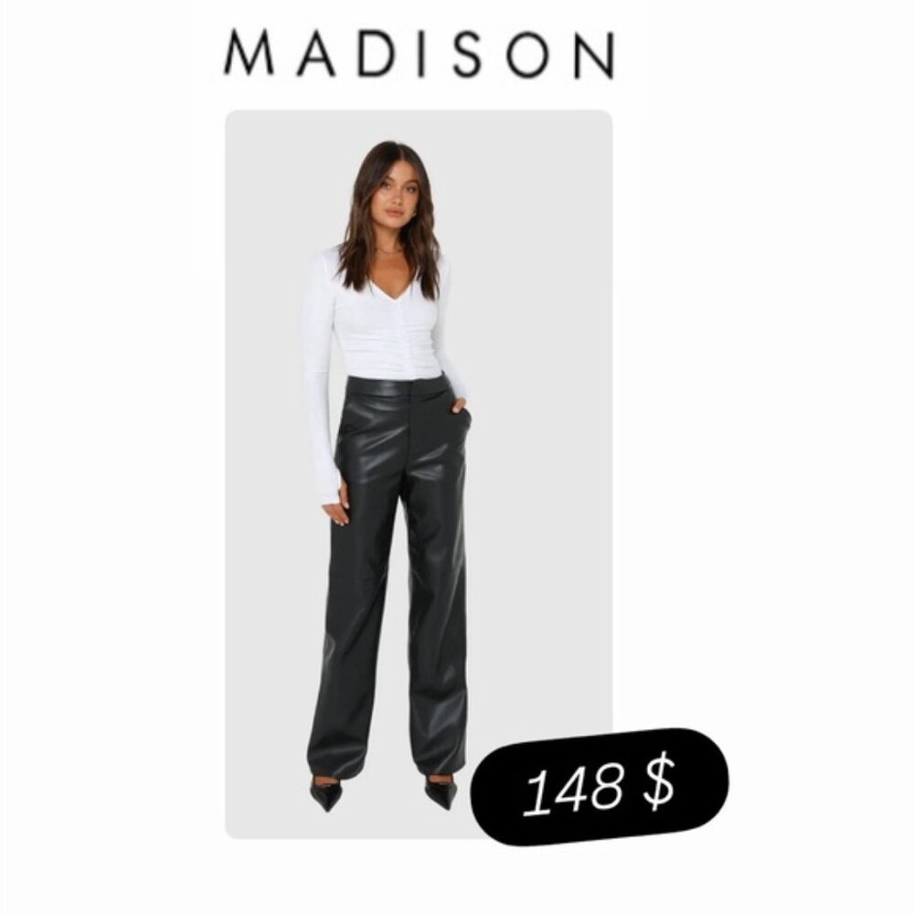 #17- MADISON THE LABEL | Barwon Vegan Leather Pants | Black